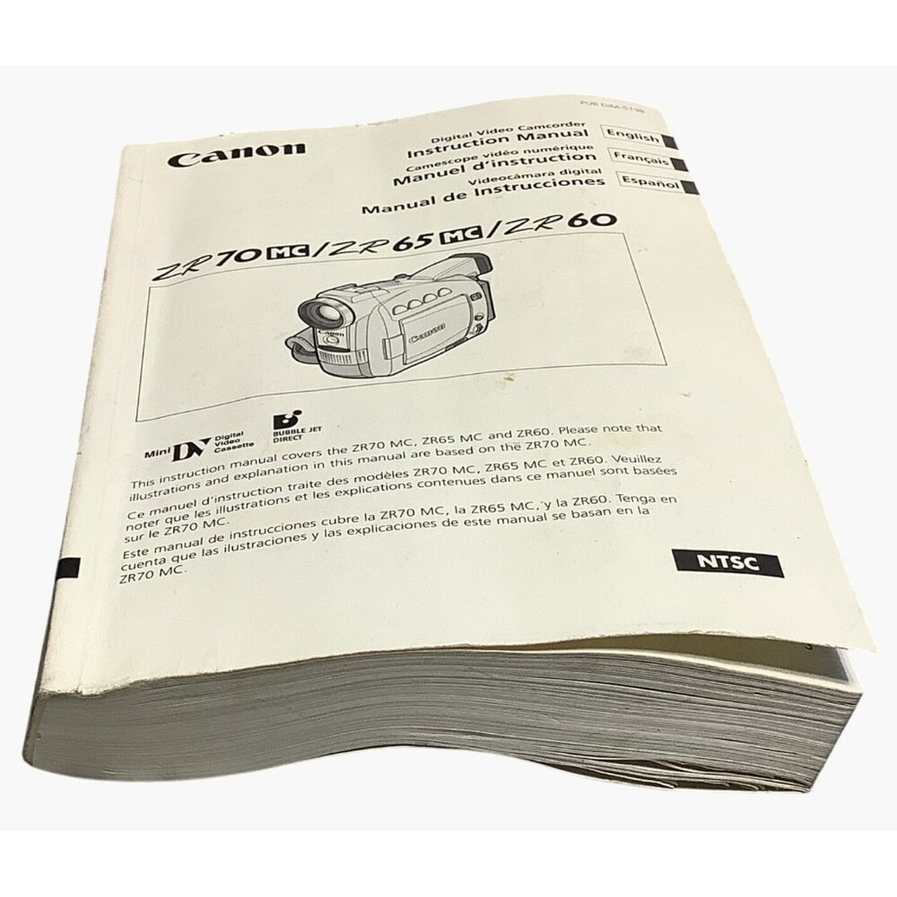 Canon  Camcorder ZR70MC/ZR 65MC/ZR 60 Instruction Manual English/French/Spanish